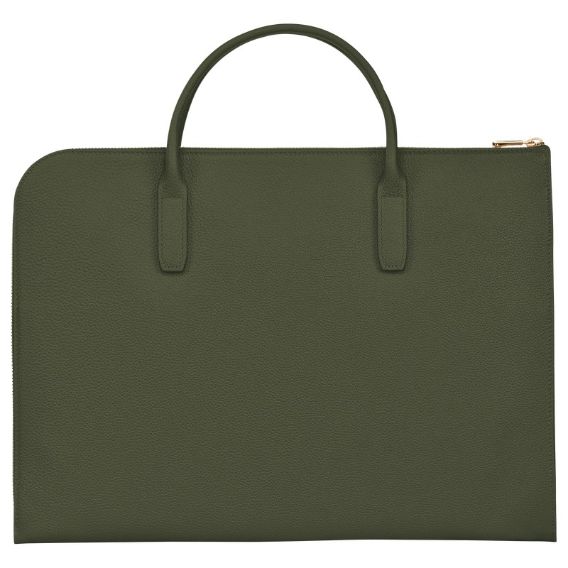 Longchamp Le Foulonné S Briefcase Khaki | AMTK36014