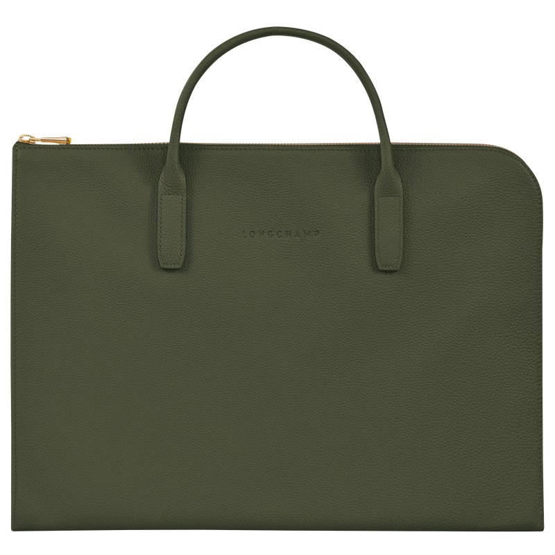 Longchamp Le Foulonné S Briefcase Khaki | AMTK36014