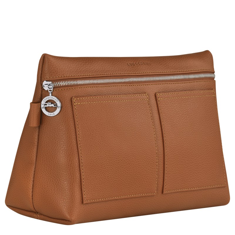 Longchamp Le Foulonné Toiletry Case Caramel | WTAQ96823