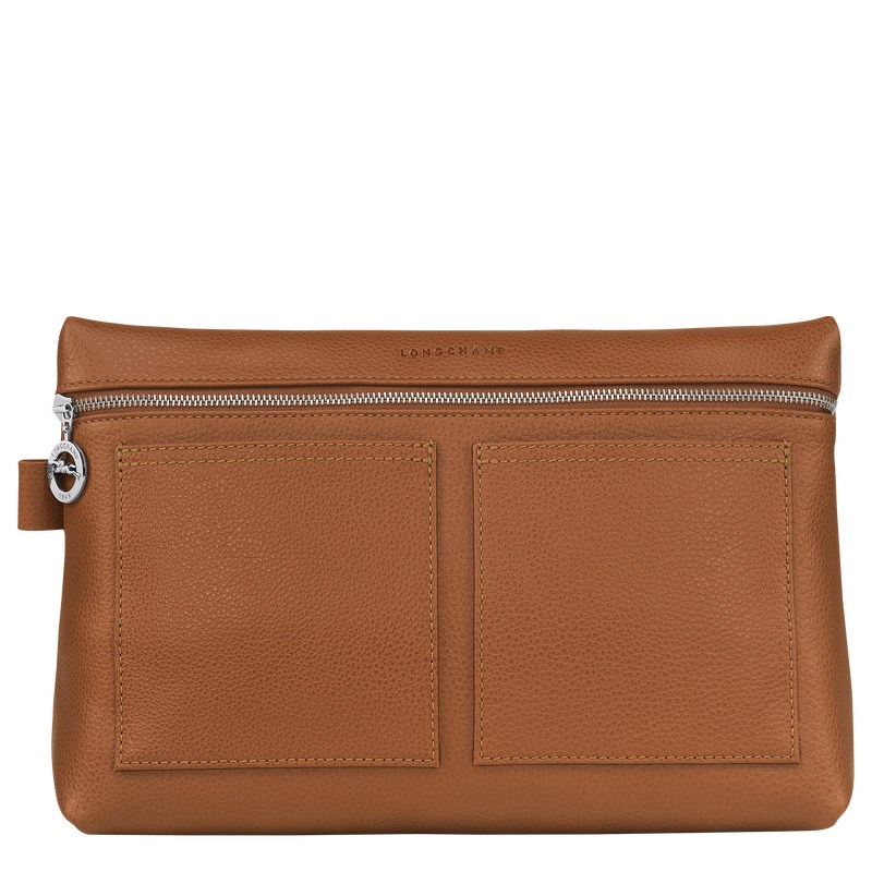 Longchamp Le Foulonné Toiletry Case Caramel | MRHC93162