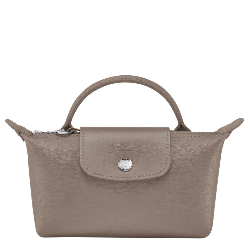 Longchamp Le Pliage City Pouch With Handle Taupe | NORV14537