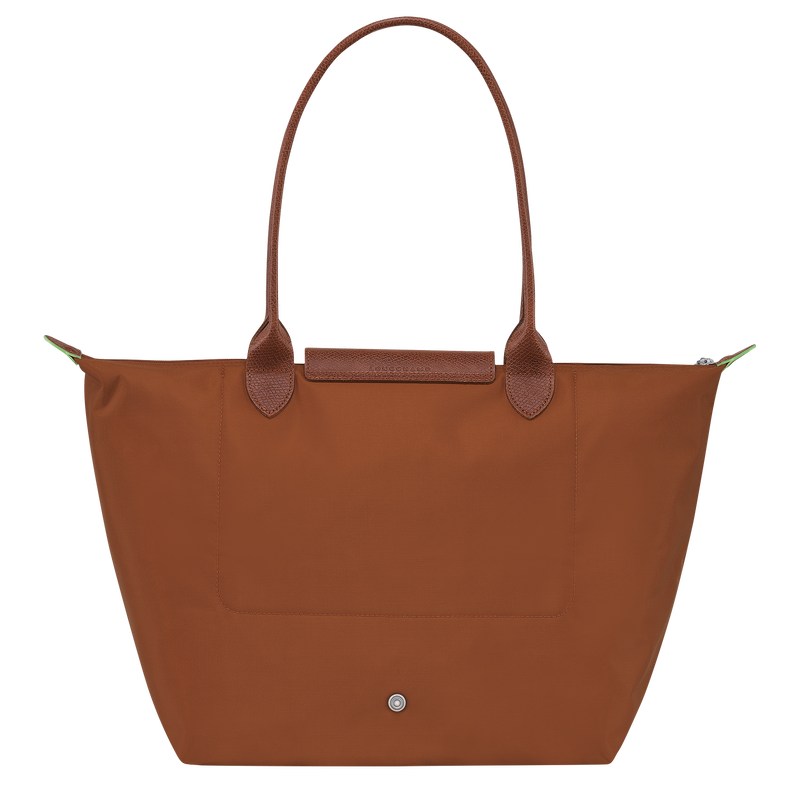 Longchamp Le Pliage Green L Tote Bag Cognac | TNBE04562