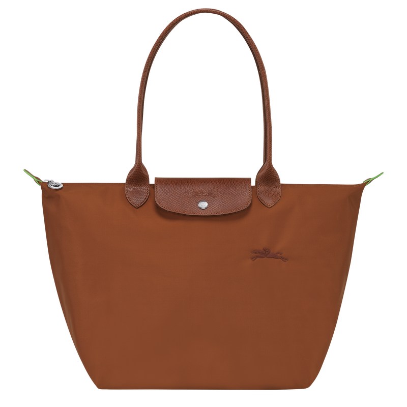 Longchamp Le Pliage Green L Tote Bag Cognac | TNBE04562