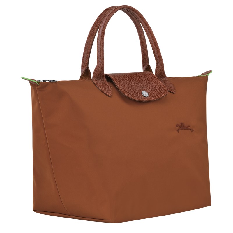 Longchamp Le Pliage Green M Handbag Cognac | LKUT46872