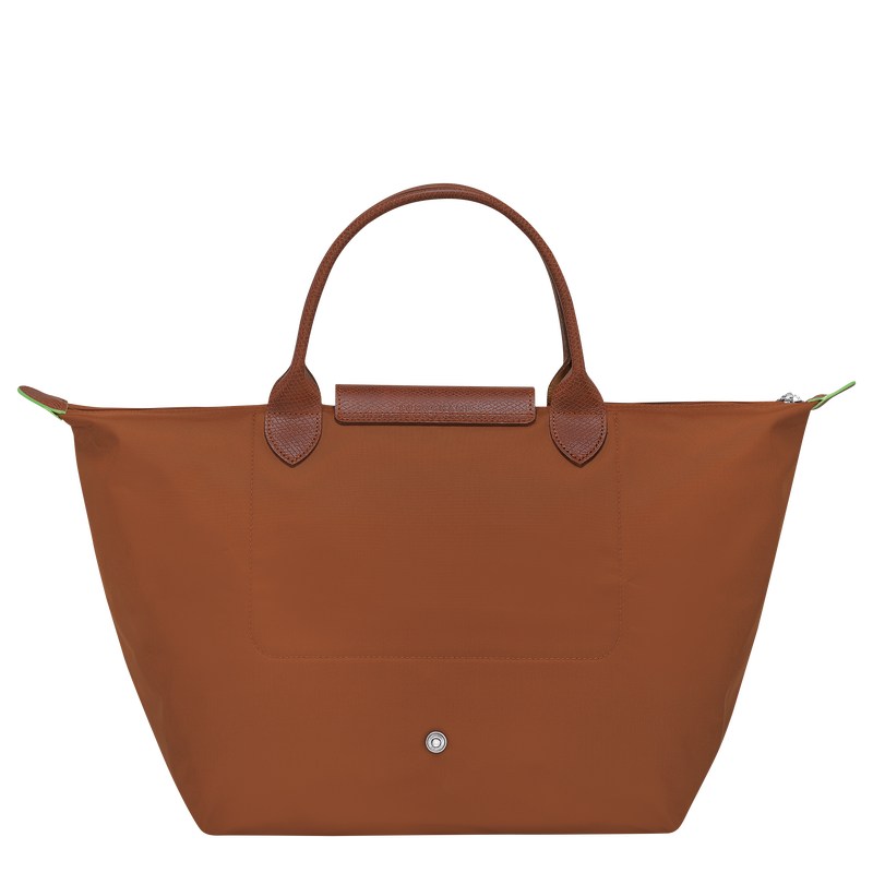 Longchamp Le Pliage Green M Handbag Cognac | LKUT46872