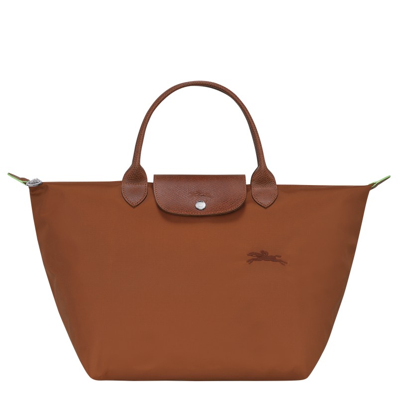 Longchamp Le Pliage Green M Handbag Cognac | LKUT46872