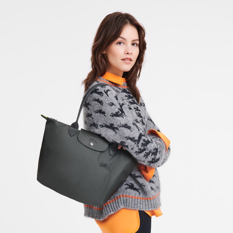 Longchamp Le Pliage Green M Tote Bag Graphite | ULKA86315