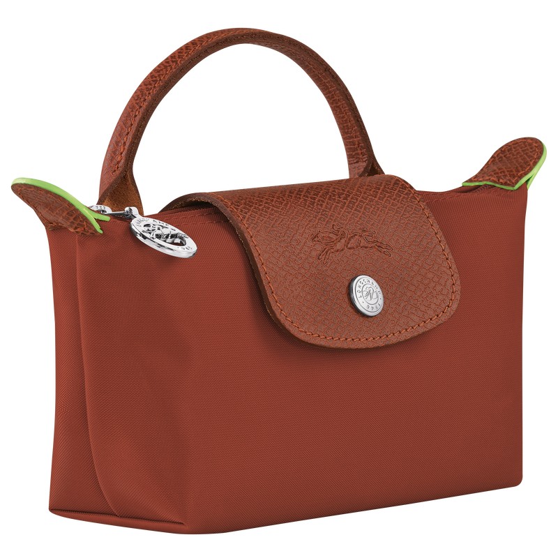 Longchamp Le Pliage Green Pouch With Handle Chestnut | KFHD50869