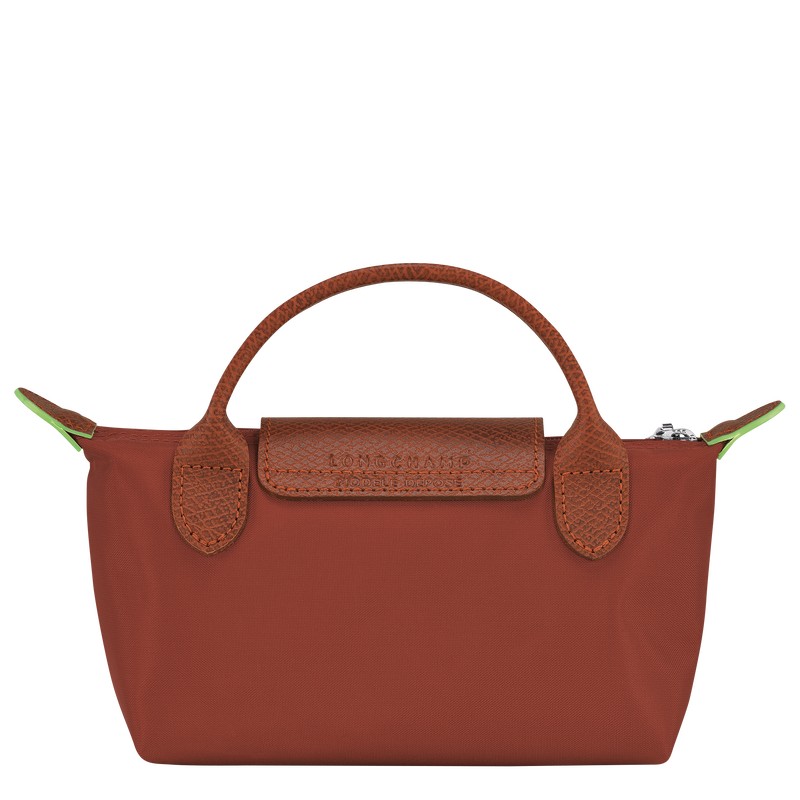 Longchamp Le Pliage Green Pouch With Handle Chestnut | KFHD50869