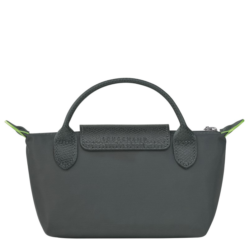 Longchamp Le Pliage Green Pouch With Handle Graphite | LHZU41053