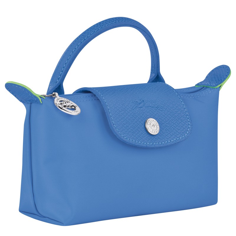 Longchamp Le Pliage Green Pouch With Handle Cornflower | HZDS74125