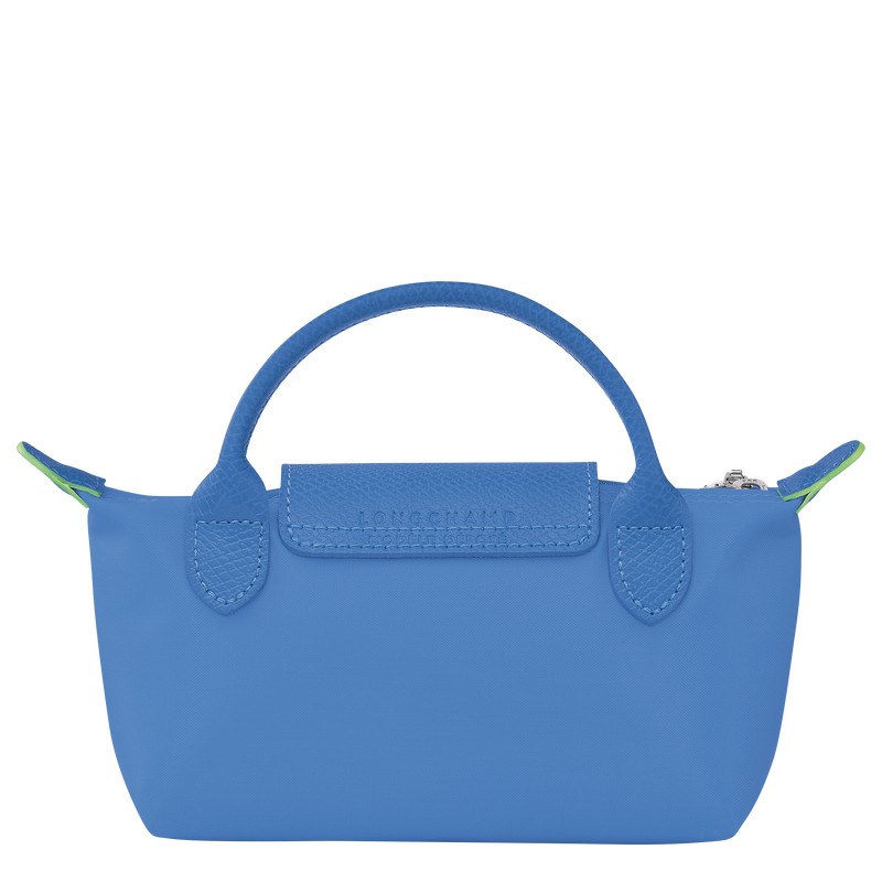 Longchamp Le Pliage Green Pouch With Handle Cornflower | HZDS74125