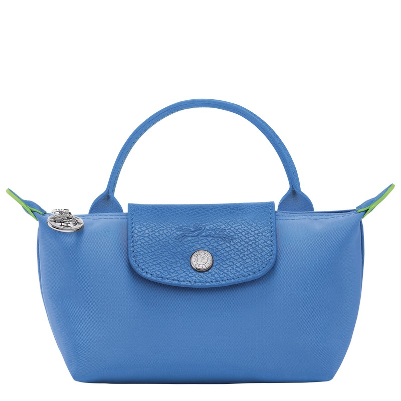 Longchamp Le Pliage Green Pouch With Handle Cornflower | HZDS74125