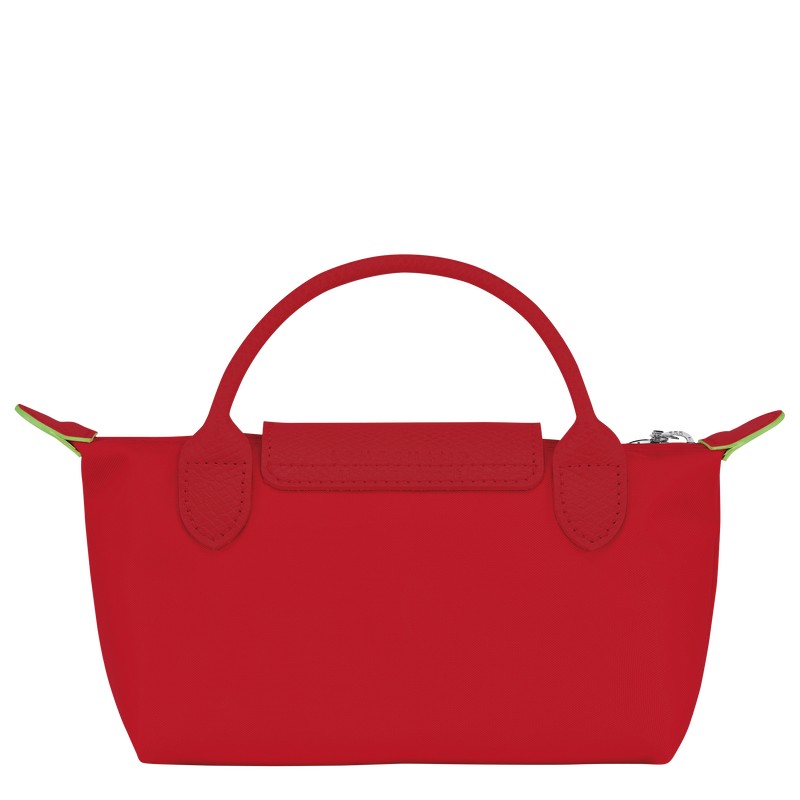 Longchamp Le Pliage Green Pouch With Handle Tomato | VHBN69708