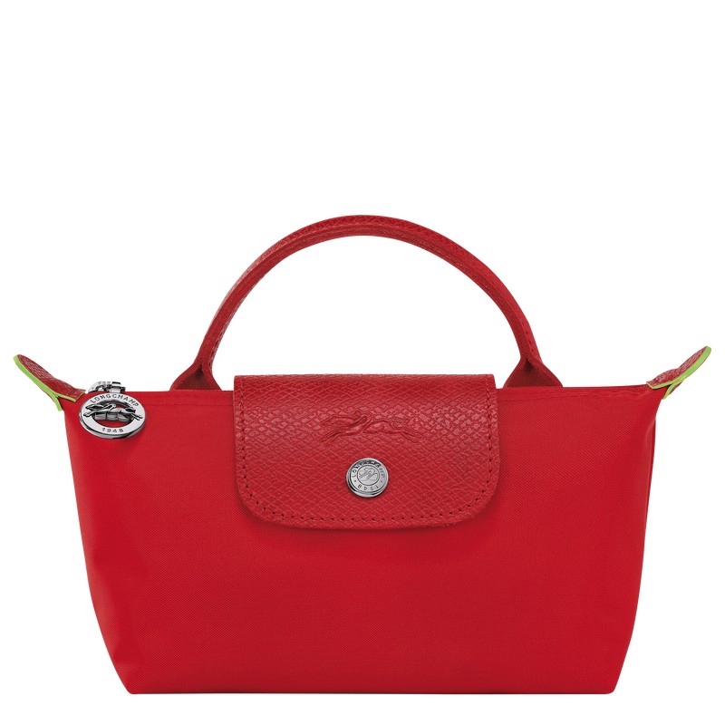 Longchamp Le Pliage Green Pouch With Handle Tomato | VHBN69708