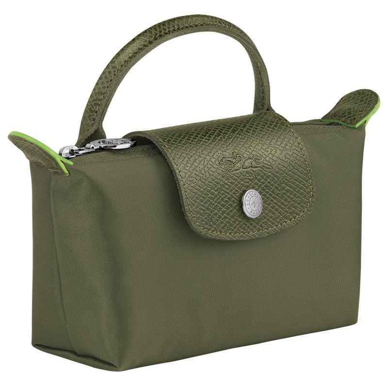 Longchamp Le Pliage Green Pouch With Handle Forest | SIYL78124