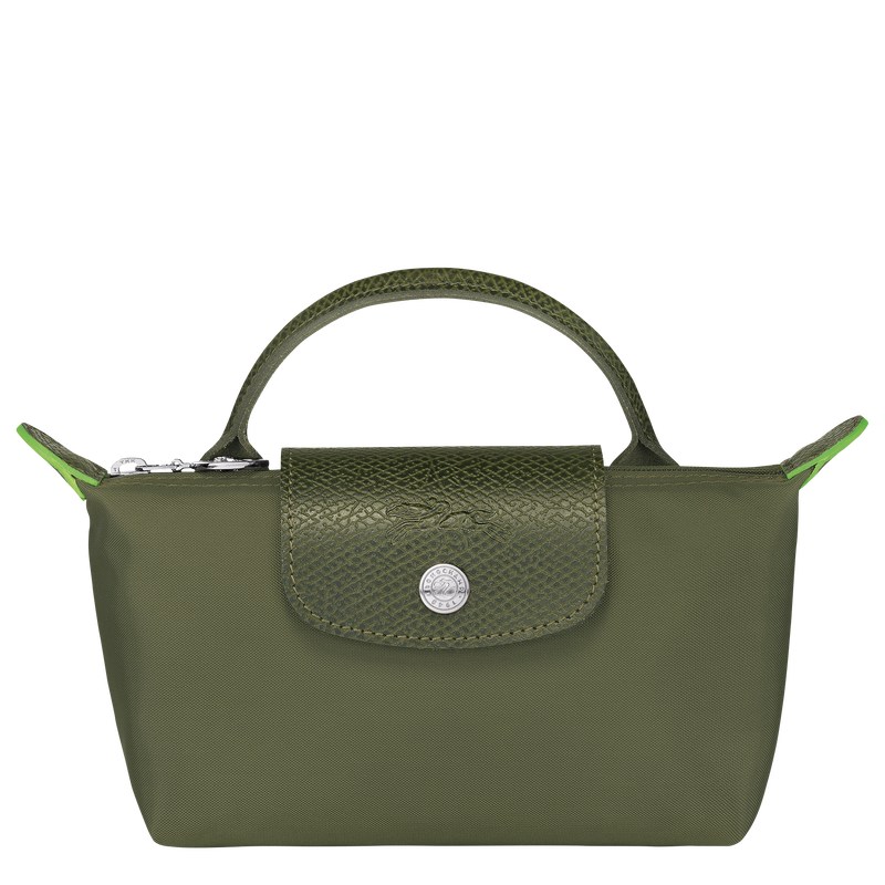 Longchamp Le Pliage Green Pouch With Handle Forest | SIYL78124