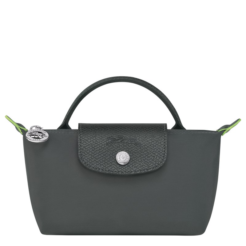 Longchamp Le Pliage Green Pouch With Handle Graphite | BMSG54712