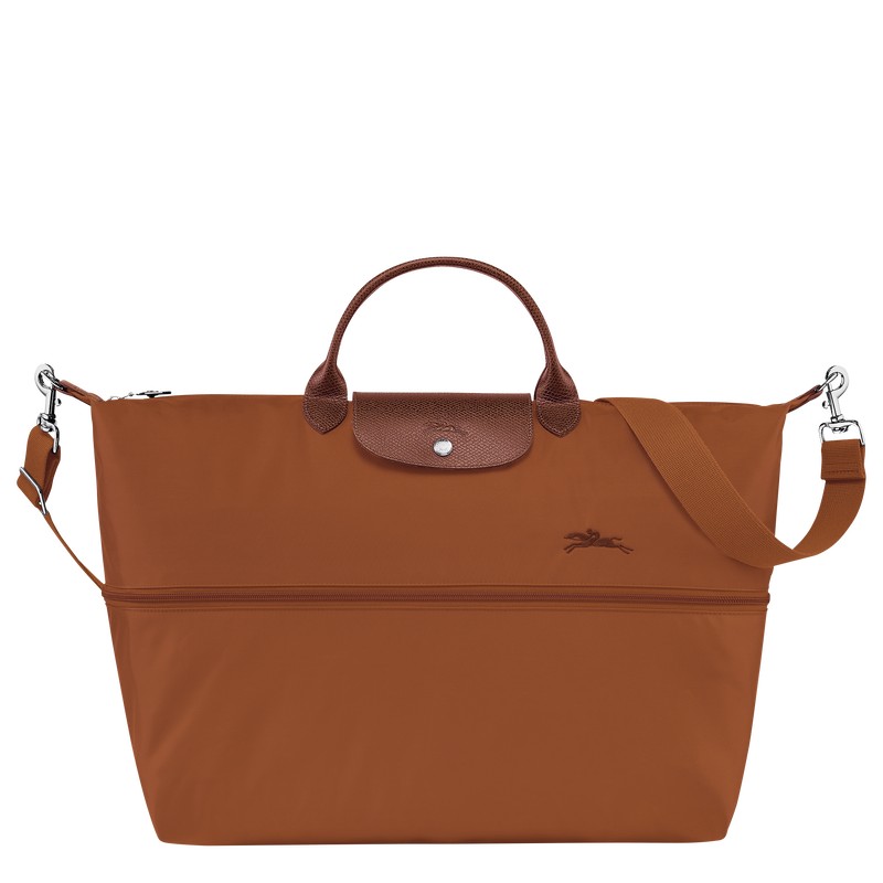 Longchamp Le Pliage Green Travel Bag Expandable Cognac | OIES48365