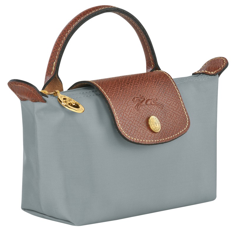 Longchamp Le Pliage Original Pouch With Handle Steel | DTOE78943