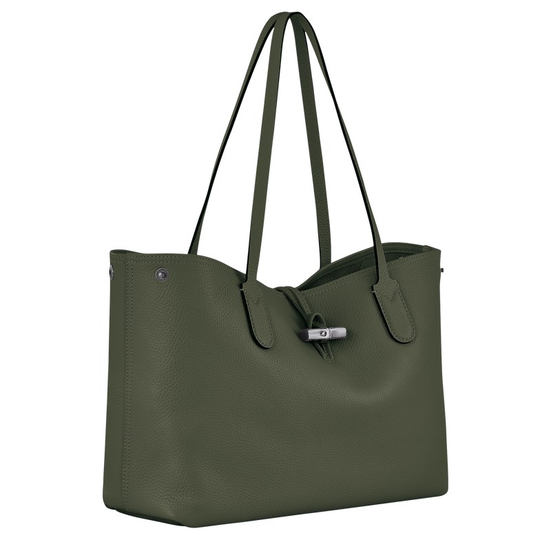 Longchamp Le Roseau Essential L Tote Bag Khaki | DUVZ83612