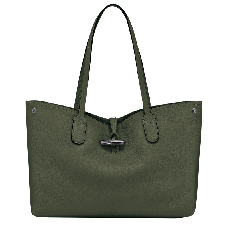 Longchamp Le Roseau Essential L Tote Bag Khaki | DUVZ83612