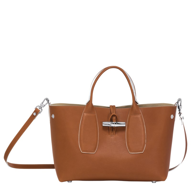 Longchamp Le Roseau M Handbag Cognac | CPDT75408