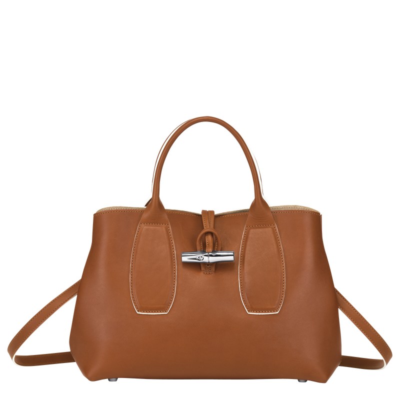 Longchamp Le Roseau M Handbag Cognac | CPDT75408