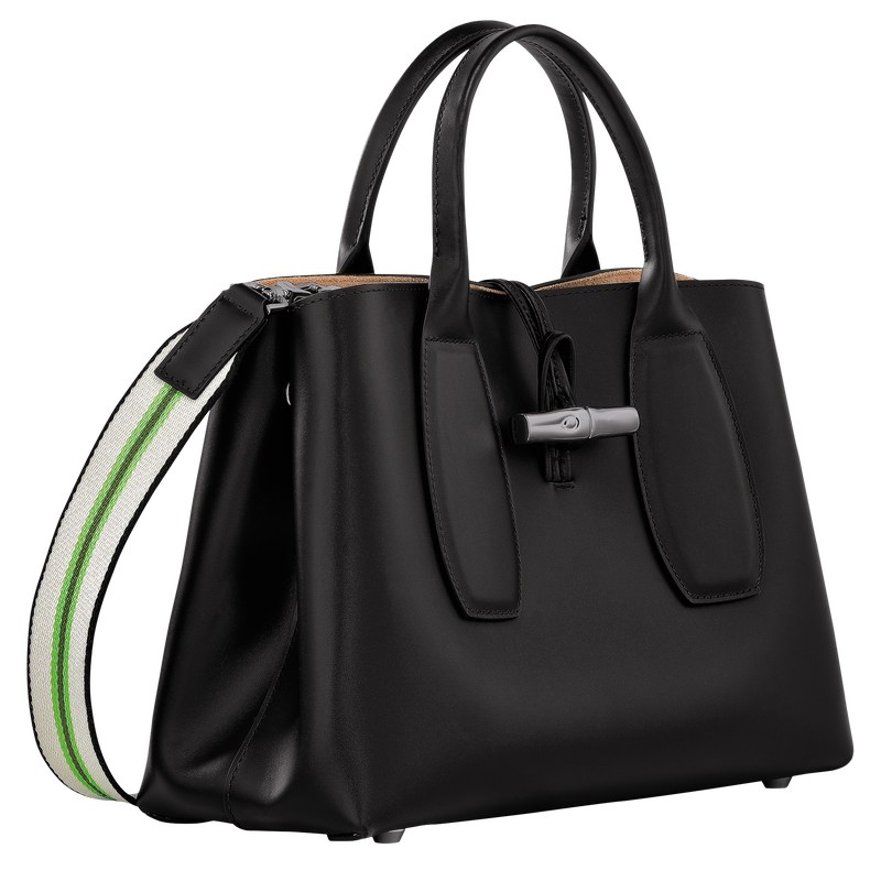 Longchamp Le Roseau M Handbag Zwart | KQYA15098