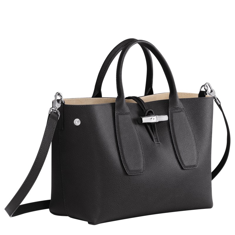 Longchamp Le Roseau M Handbag Zwart | ZXVI16594