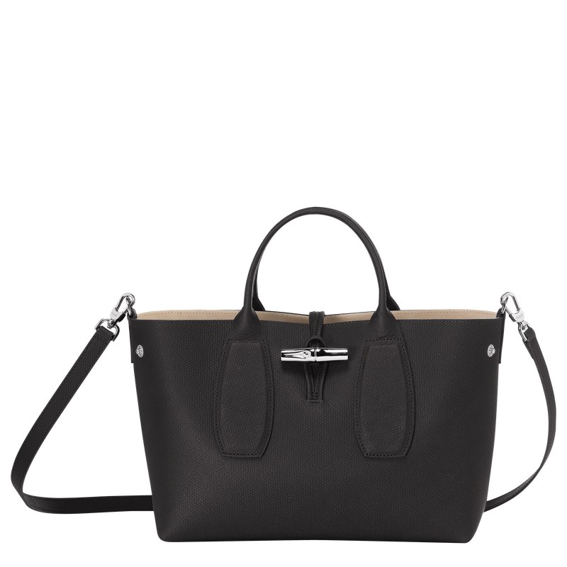 Longchamp Le Roseau M Handbag Zwart | ZXVI16594