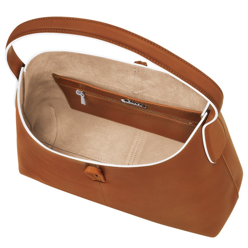 Longchamp Le Roseau M Hobo Bag Cognac | FZNM57308