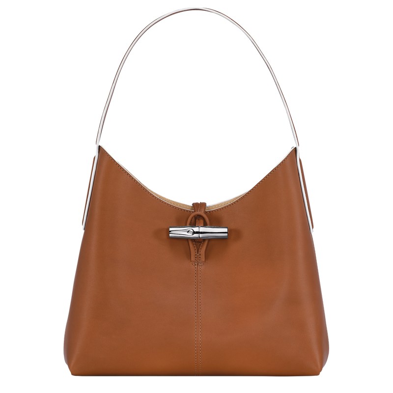 Longchamp Le Roseau M Hobo Bag Cognac | FZNM57308