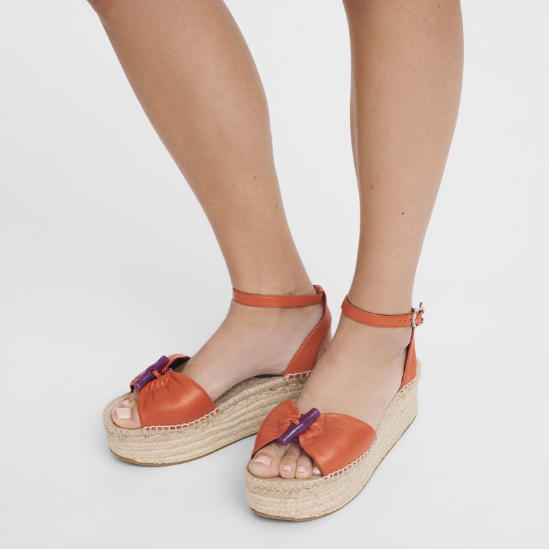 Longchamp Le Roseau Wedge Espadrilles Sienna | LDWX21387