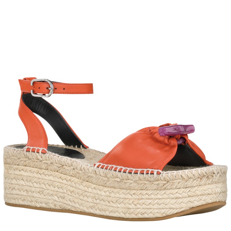 Longchamp Le Roseau Wedge Espadrilles Sienna | LDWX21387