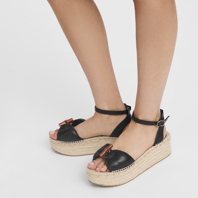 Longchamp Le Roseau Wedge Espadrilles Zwart | YIJN80764