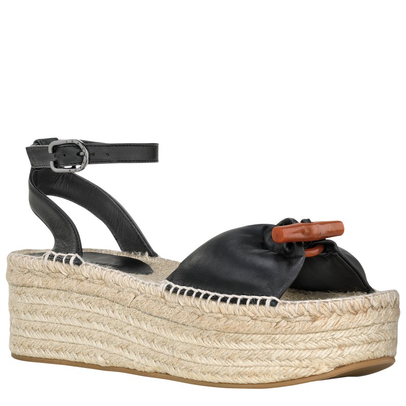 Longchamp Le Roseau Wedge Espadrilles Zwart | YIJN80764