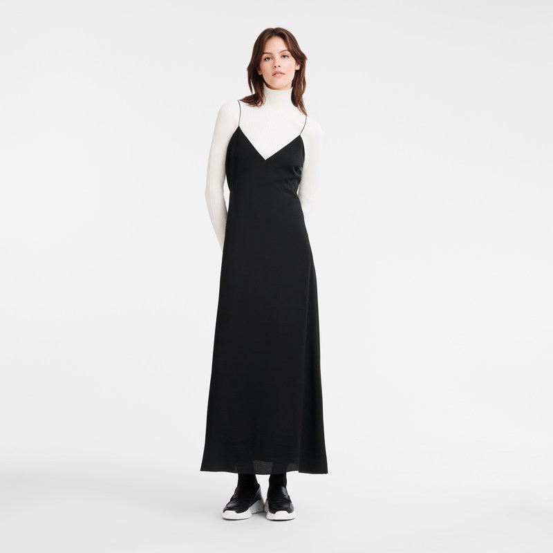 Longchamp Long Dress Zwart | JKBU94631