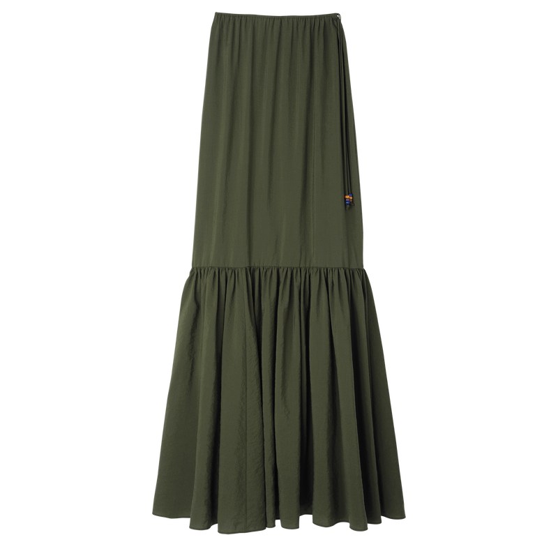 Longchamp Long Skirt Khaki | AHZC80674