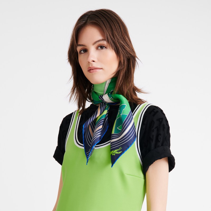 Longchamp Longchamp League Silk Scarf 90 Groen | TCGF08425