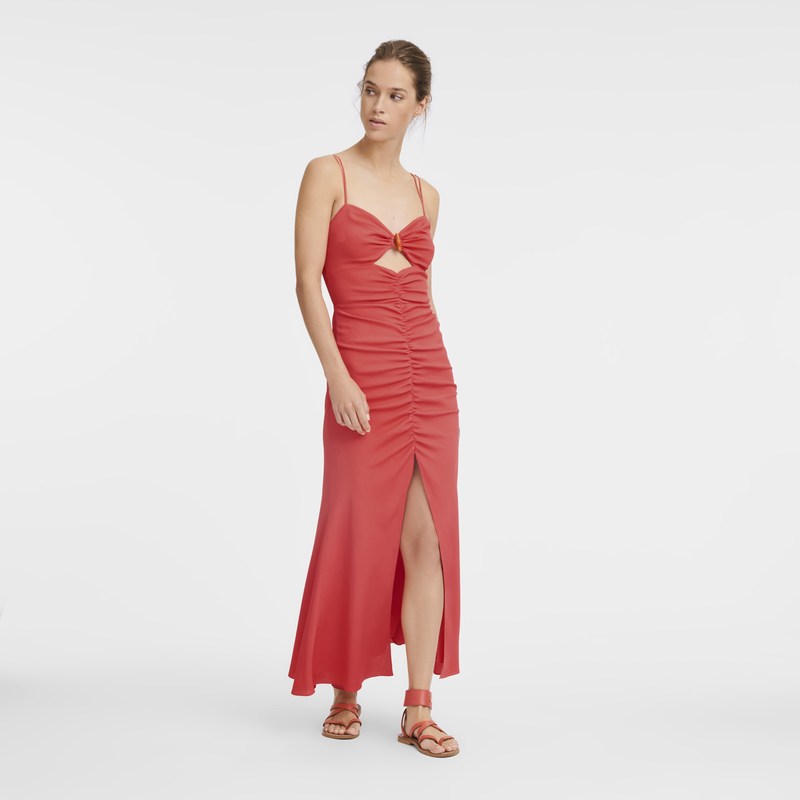 Longchamp Midi Dress Strawberry | UABS74635