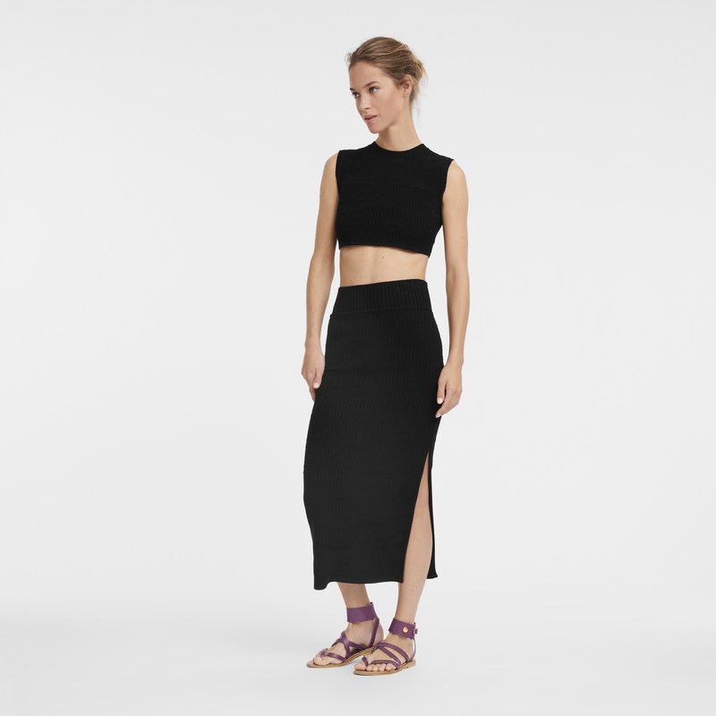 Longchamp Midi Skirt Zwart | BRMK93501