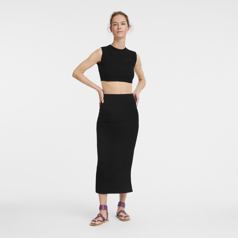 Longchamp Midi Skirt Zwart | BRMK93501