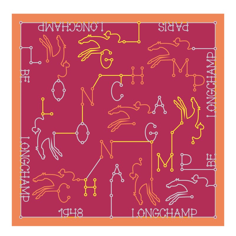 Longchamp Parcours Longchamp Silk Scarf 50 Magenta | SUKO30416