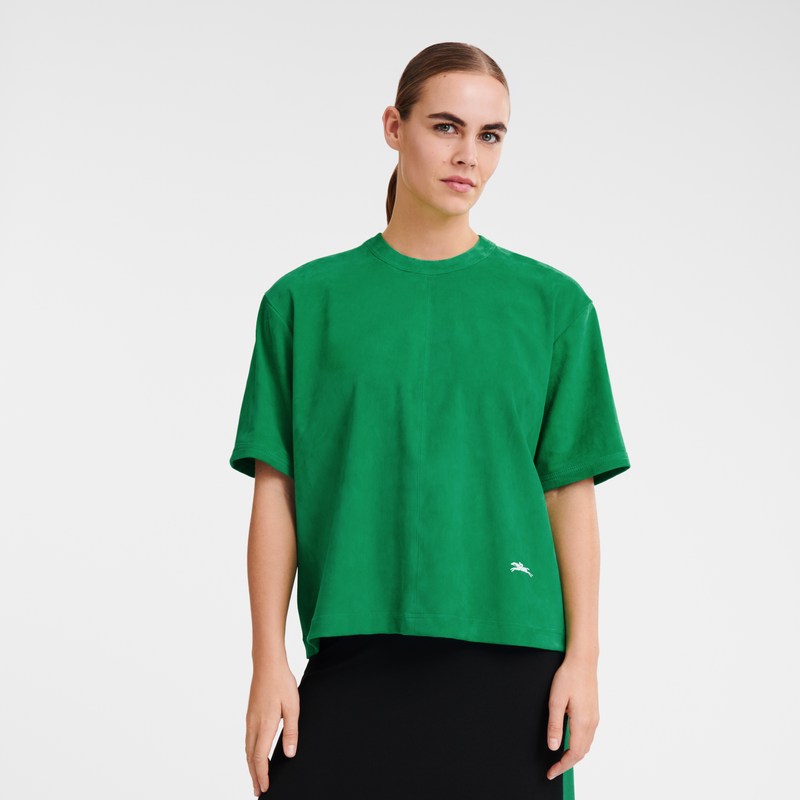 Longchamp Short Leather Top Groen | JMCN26039