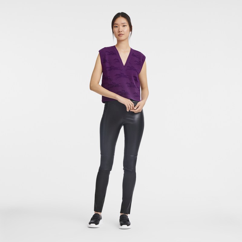 Longchamp Sleeveless Sweater Violet | SJNQ40857