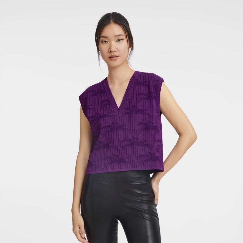 Longchamp Sleeveless Sweater Violet | SJNQ40857