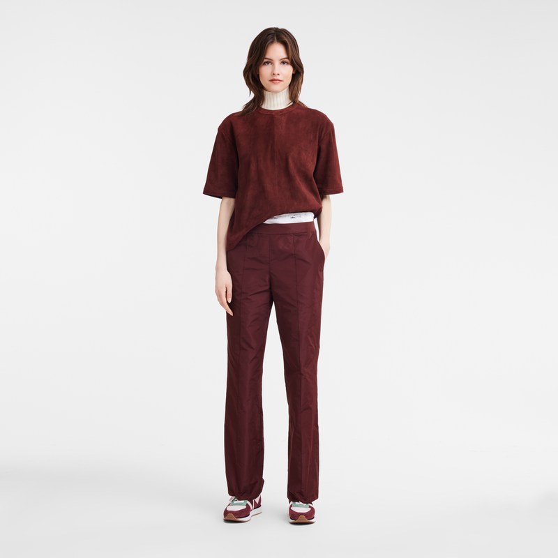 Longchamp Straight Pants With Patch Bordeaux | MAJG07153