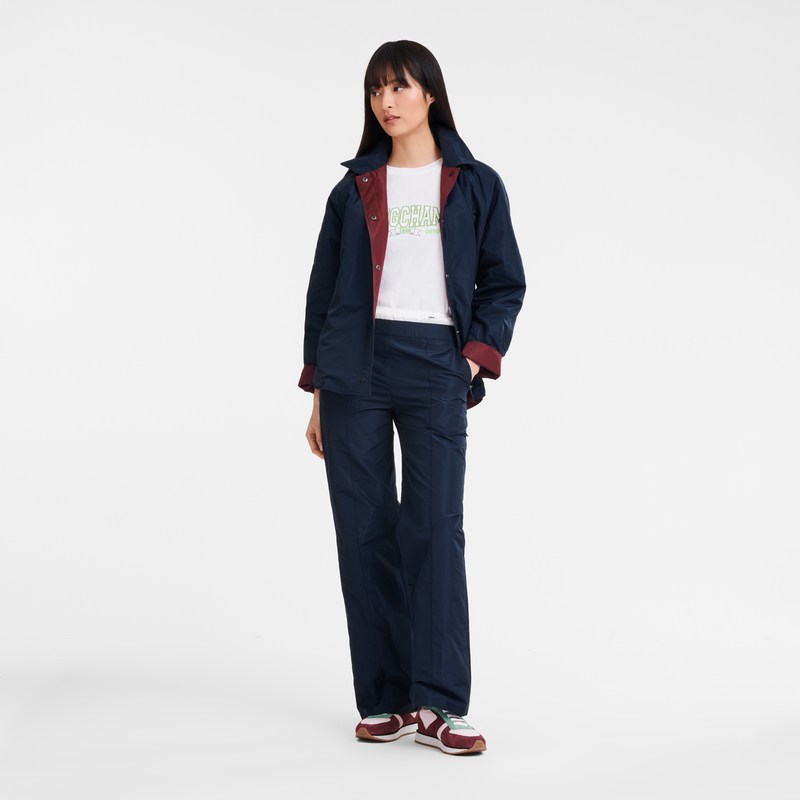 Longchamp Straight Pants With Patch Donkerblauw | RUGQ19674