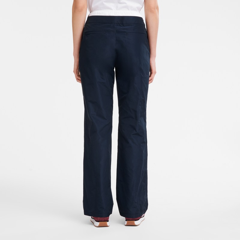 Longchamp Straight Pants With Patch Donkerblauw | RUGQ19674